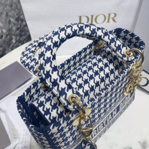 Replica Lady Dior Medium D-Lite Houndstooth Canvas - top-rated replica designer bag