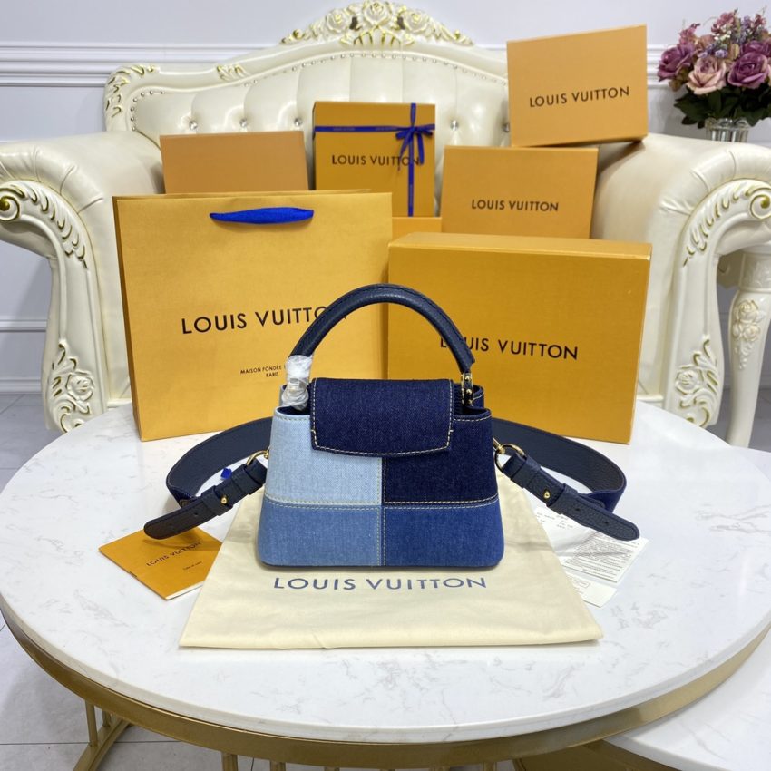 Replica Loius Vuitton Capucines Denim - near-authentic luxury replica handbag