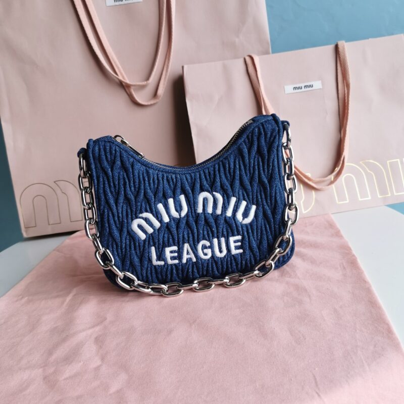 Replica Miu Miu Matelassé Denim Blue - realistic designer-inspired fake bag