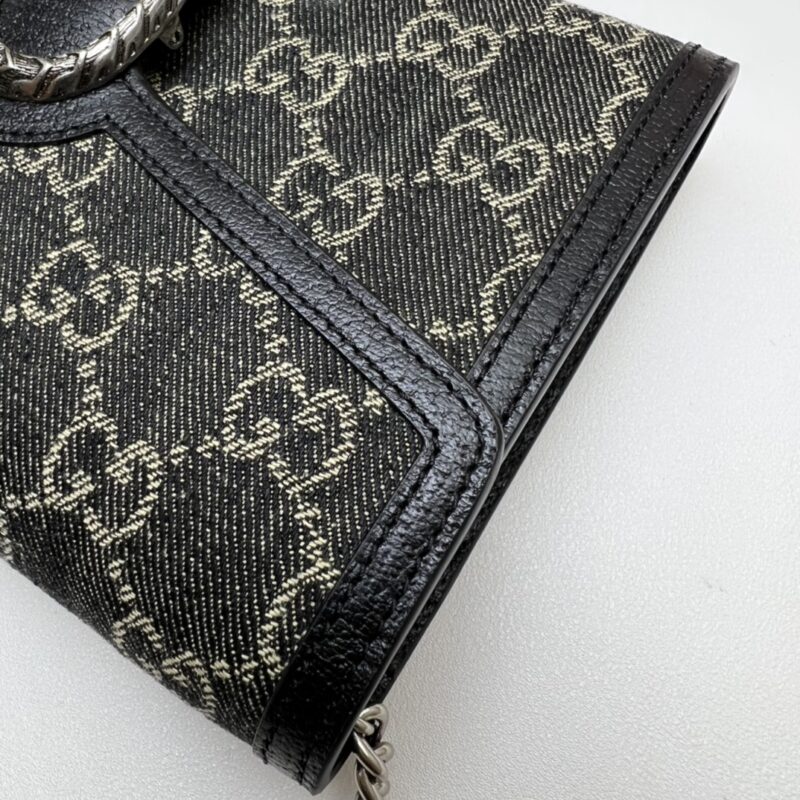 Replica Gucci Dionysus GG Chain Wallet Denim Black - premium 1:1 fake handbag model