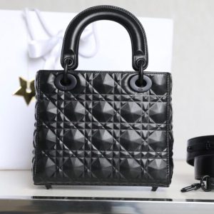 Replica Lady Dior Ultramatte Black Grid ABC - high-end fake designer purse