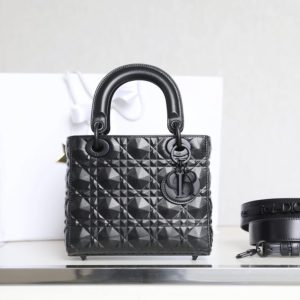 Replica Lady Dior Ultramatte Black Grid ABC - best quality luxury bag dupe