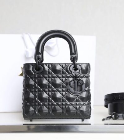 Replica Lady Dior Ultramatte Black Grid ABC - best quality luxury bag dupe