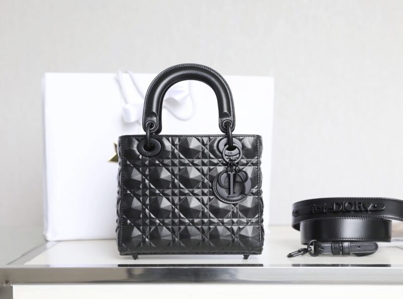 Replica Lady Dior Ultramatte Black Grid ABC - best quality luxury bag dupe