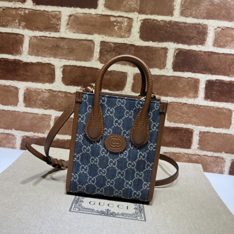 Replica Gucci Ophidia Mini Tote Bag Blue Denim - premium 1:1 fake handbag model