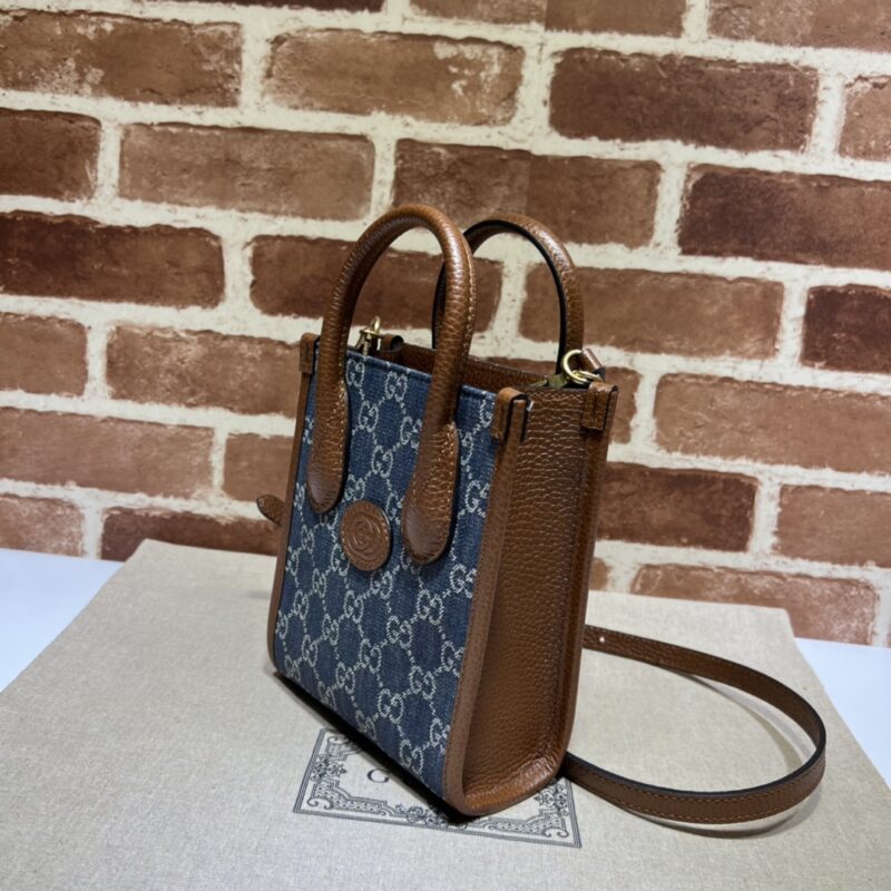 Replica Gucci Ophidia Mini Tote Bag Blue Denim - 1:1 designer replica handbag