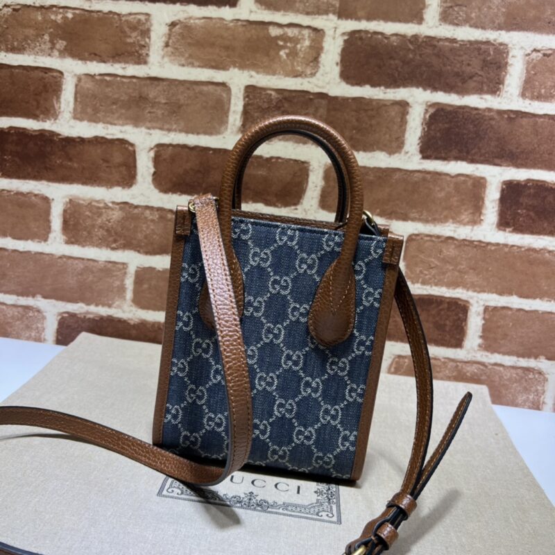 Replica Gucci Ophidia Mini Tote Bag Blue Denim - near-authentic luxury replica handbag