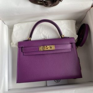 Replica Hermes Kelly Epsom Anemone Purple - top-tier luxury replica shoulder bag