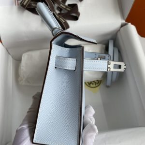 Replica Hermes Kelly Epsom Haze Blue - realistic designer-inspired fake bag