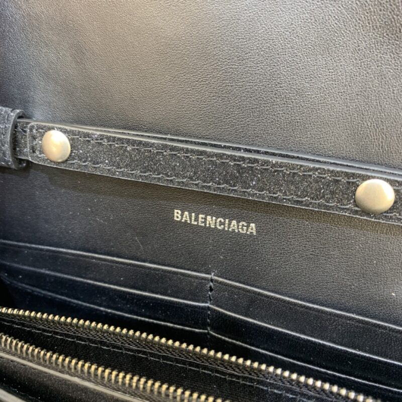 Replica Balenciaga Hourglass On Chain Shine Black - authentic-look luxury purse replica