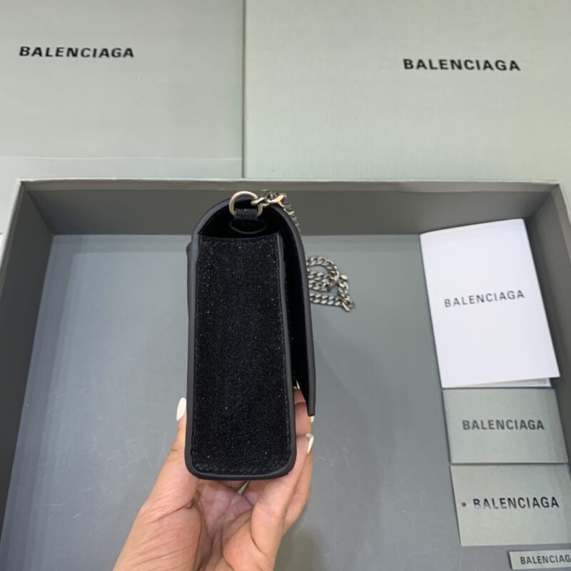 Replica Balenciaga Hourglass On Chain Shine Black - premium-grade designer purse dupe