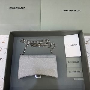 Replica Balenciaga Hourglass On Chain Shine Silver - near-authentic luxury replica handbag