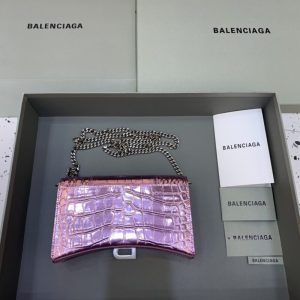 Replica Balenciaga Hourglass On Chain Shine Purple - ultra-realistic fake designer tote