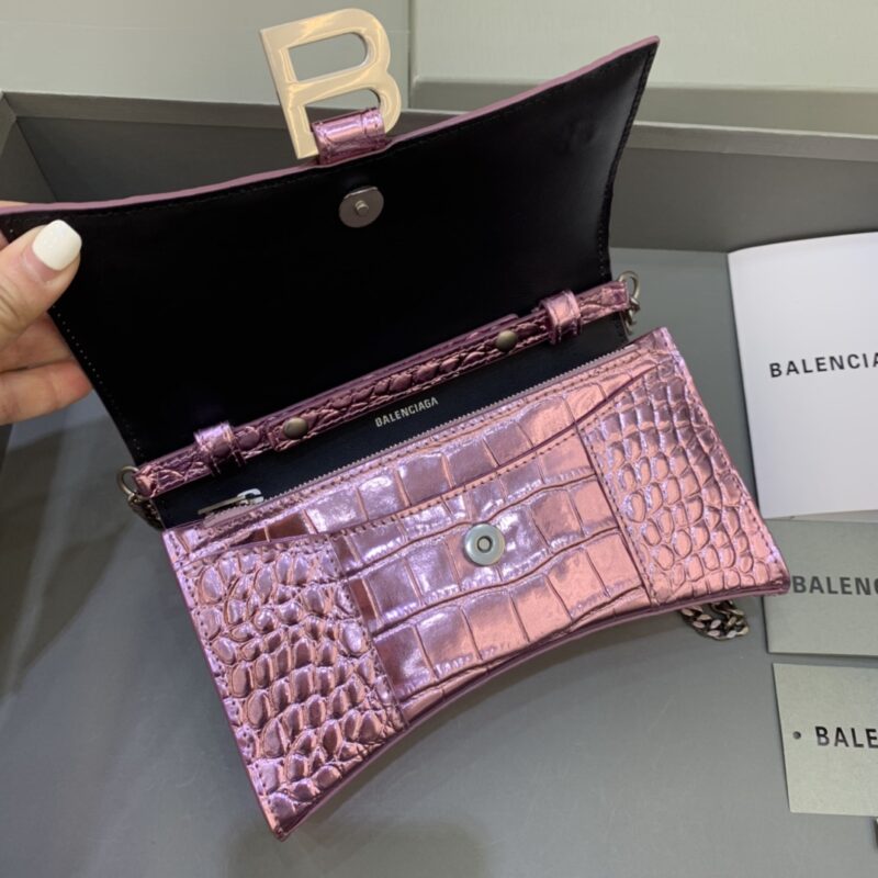 Replica Balenciaga Hourglass On Chain Shine Purple - ultra-realistic fake designer tote