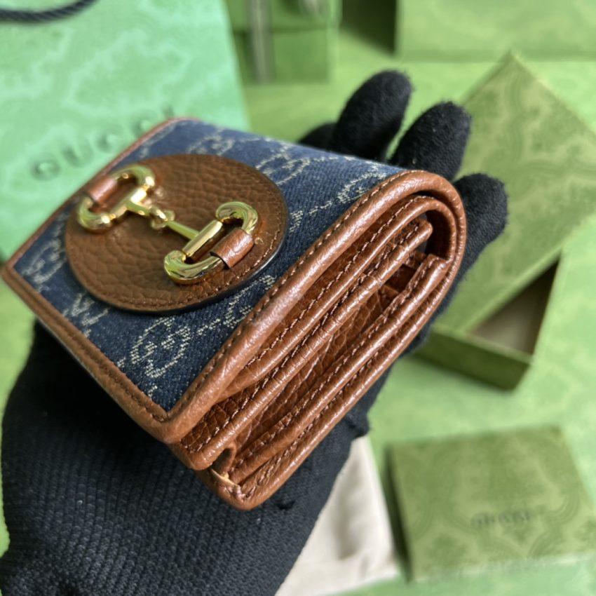 Replica Gucci Horsebit 1955 Wallet Denim Blue - realistic designer-inspired fake bag