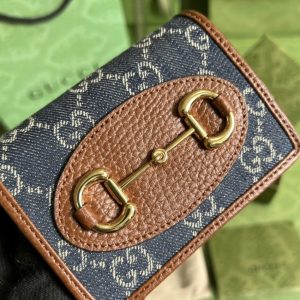 Replica Gucci Horsebit 1955 Wallet Denim Blue - near-authentic luxury replica handbag