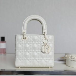 Replica Lady Dior Ultramatte White Grid ABC - realistic designer-inspired fake bag