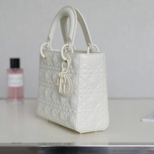 Replica Lady Dior Ultramatte White Grid ABC - premium 1:1 fake handbag model