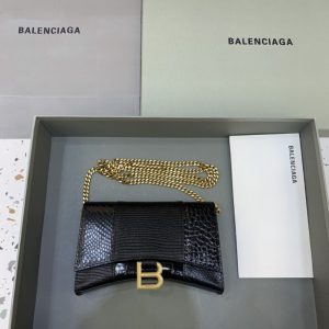 Replica Balenciaga Hourglass On Chain Black - realistic designer-inspired fake bag