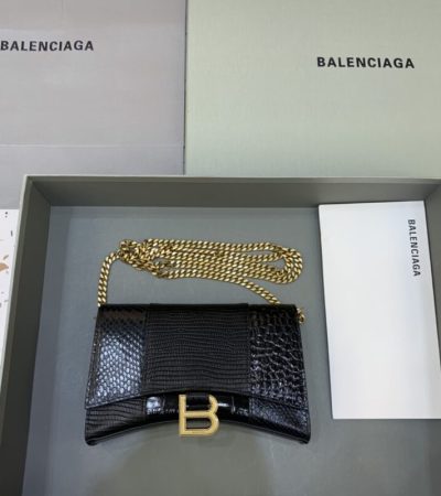Replica Balenciaga Hourglass On Chain Black - realistic designer-inspired fake bag