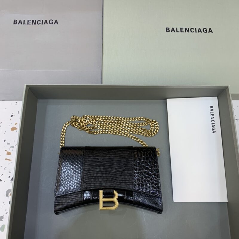 Replica Balenciaga Hourglass On Chain Black - realistic designer-inspired fake bag