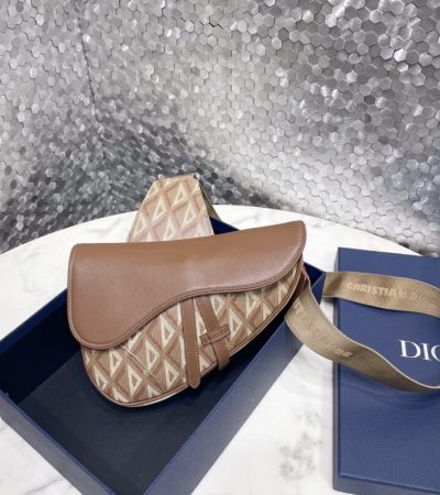 Replica Dior Saddle Bag Brown Triangle - top-tier luxury replica shoulder bag