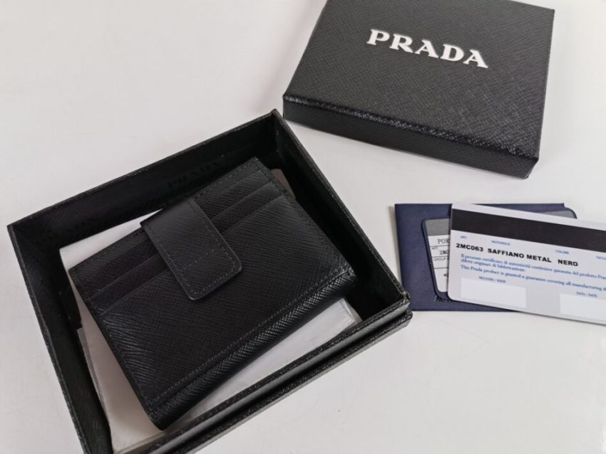 Replica Prada Saffiano Two Fold Wallet Silver - realistic designer-inspired fake bag