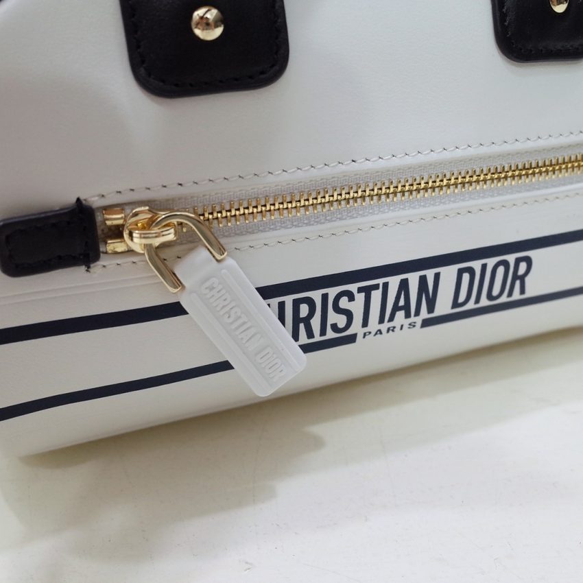 Replica Dior Vibe Zip Bowling Bag White - near-authentic luxury replica handbag
