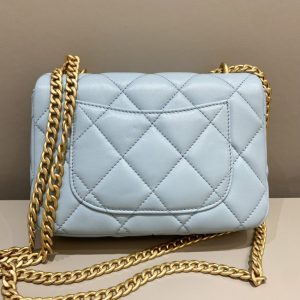 Replica CHANEL 22P Enamel Bag Light Blue - best quality luxury bag dupe
