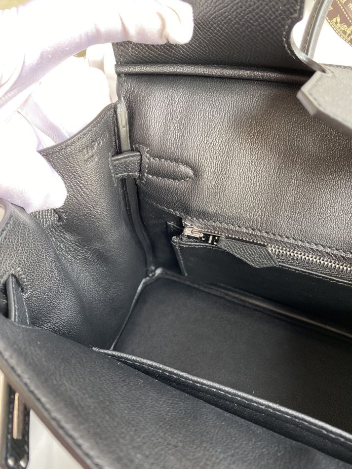 Replica Hermes Top Quality Replica Bag ShopEpsom Black Silver - premium 1:1 fake handbag model