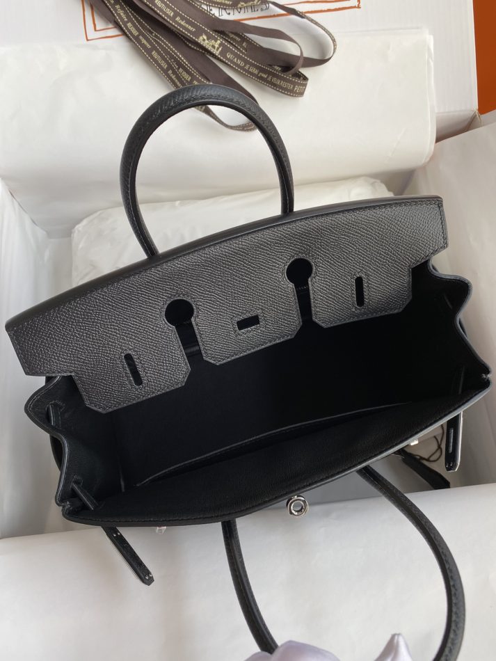 Replica Hermes Top Quality Replica Bag ShopEpsom Black Silver - authentic-look luxury purse replica