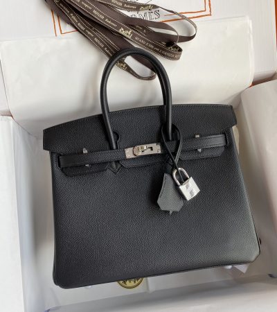 Replica Hermes Top Quality Replica Bag ShopEpsom Black Silver - premium 1:1 fake handbag model