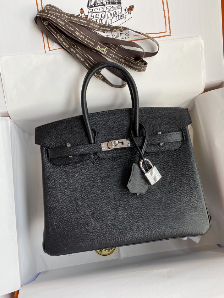 Replica Hermes Top Quality Replica Bag ShopEpsom Black Silver - premium 1:1 fake handbag model