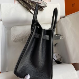 Replica Hermes Top Quality Replica Bag ShopEpsom Black Silver - premium 1:1 fake handbag model