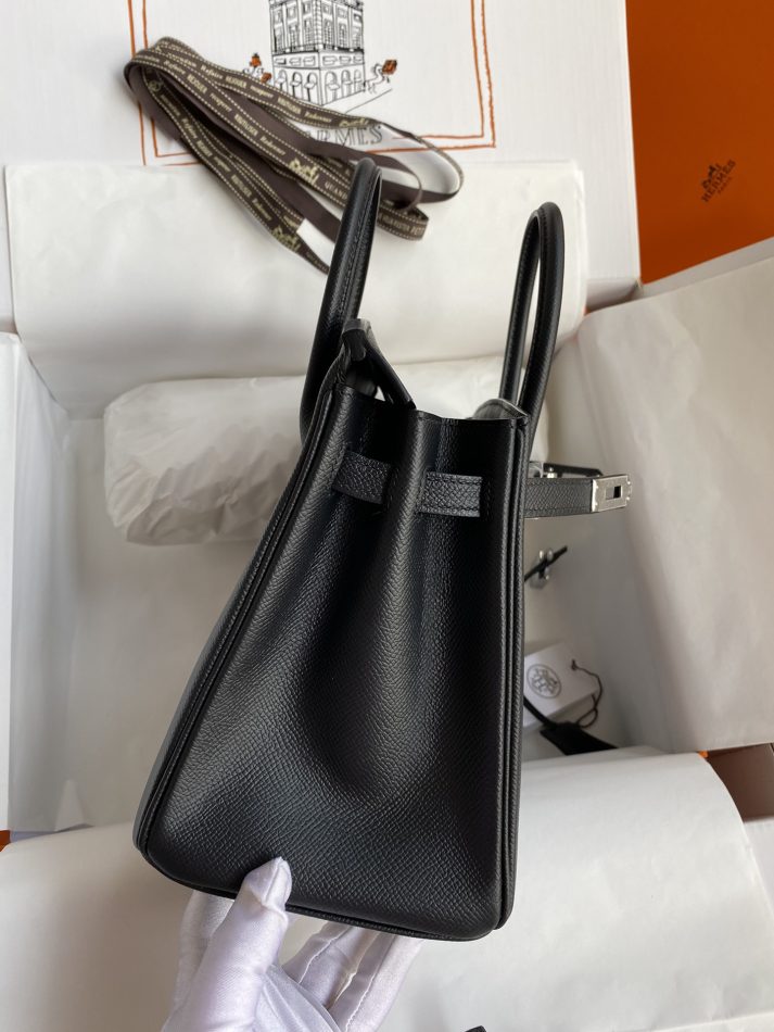 Replica Hermes Top Quality Replica Bag ShopEpsom Black Silver - premium 1:1 fake handbag model