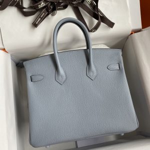Replica Hermes Top Quality Replica Bag ShopEpsom Linen Blue Silver - realistic designer-inspired fake bag