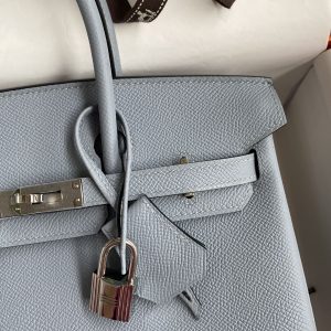Replica Hermes Top Quality Replica Bag ShopEpsom Linen Blue Silver - authentic-look luxury purse replica