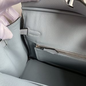 Replica Hermes Top Quality Replica Bag ShopEpsom Linen Blue Silver - top-rated replica designer bag