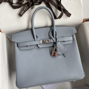 Replica Hermes Top Quality Replica Bag ShopEpsom Linen Blue Silver - ultra-realistic fake designer tote