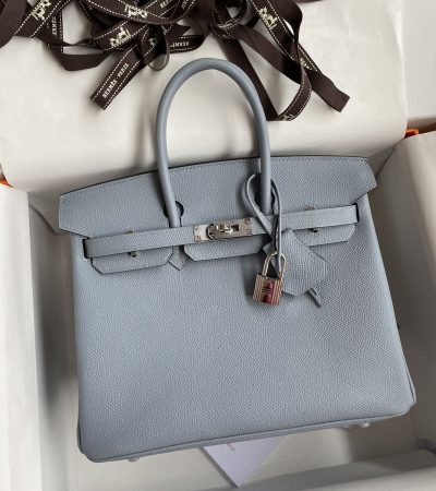Replica Hermes Top Quality Replica Bag ShopEpsom Linen Blue Silver - ultra-realistic fake designer tote