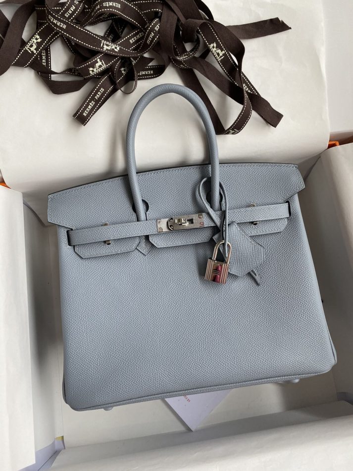 Replica Hermes Top Quality Replica Bag ShopEpsom Linen Blue Silver - ultra-realistic fake designer tote