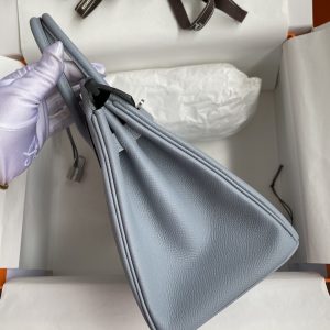 Replica Hermes Top Quality Replica Bag ShopEpsom Linen Blue Silver - high-end fake designer purse