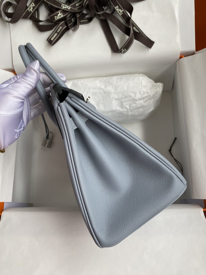 Replica Hermes Top Quality Replica Bag ShopEpsom Linen Blue Silver - high-end fake designer purse