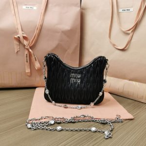 Replica Miu Miu Matelassé Crystal Black - premium-grade designer purse dupe