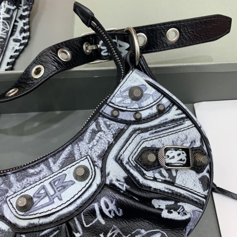Replica Balenciaga Le Cagole Graffiti Black - authentic-look luxury purse replica