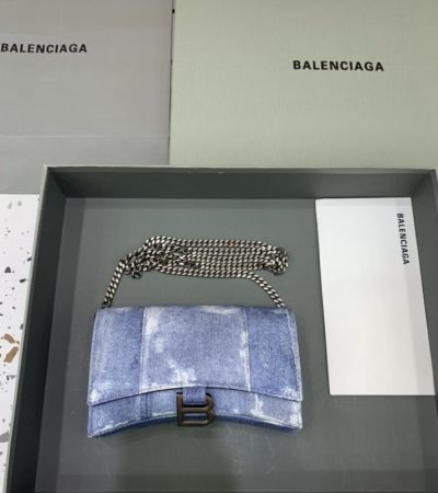 Replica Balenciaga Hourglass On Chain Denim - top-tier luxury replica shoulder bag