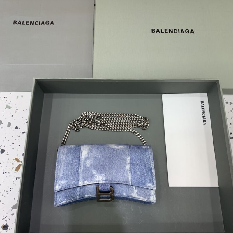Replica Balenciaga Hourglass On Chain Denim - top-tier luxury replica shoulder bag