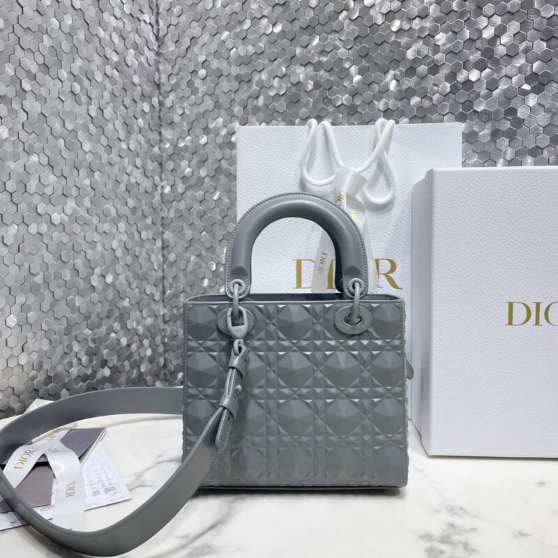 Replica Lady Dior Ultramatte Grey Grid ABC - near-authentic luxury replica handbag