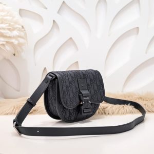 Replica Dior Mini Gallop Bag with Strap Black Canvas - premium 1:1 fake handbag model