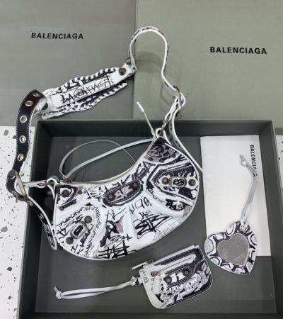 Replica Balenciaga Le Cagole Graffiti White - top-rated replica designer bag
